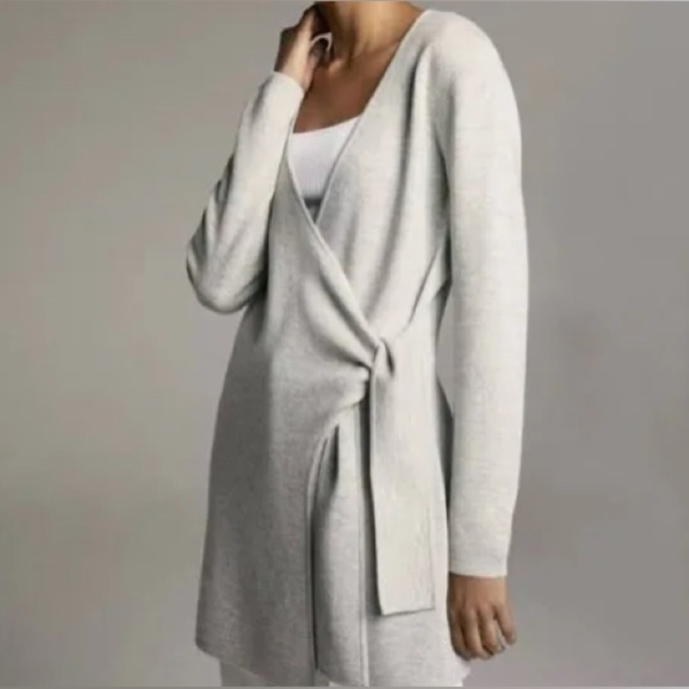 Aritzia Babaton Renzo Light Grey Side Wrap Long Cardigan